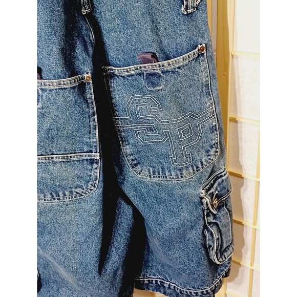 Southpole Vintage Denim Shorts Overalls Size Small Y2K Street Wear - Picture 8 of 12